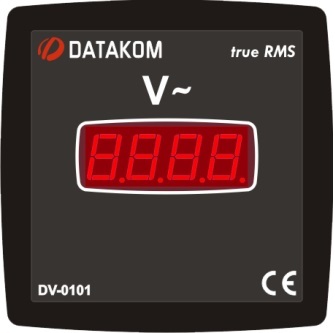 DATAKOM DV-0101 Вольтметр, 1 фаза, 72x72mm, ізольоване джерело живлення