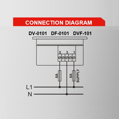 DATAKOM DV-0101 Вольтметр, 1 фаза, 72x72mm, ізольоване джерело живлення
