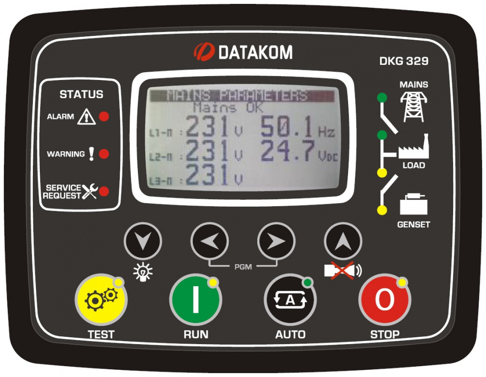 DATAKOM DKG-329-DUAL Контролер автоматичного введення резерву (АВР) з підтримкою двох генераторів та синхроскопом