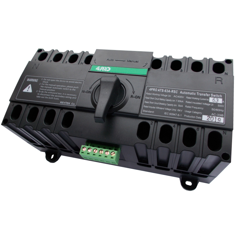 4PRO ATS-63A-4P-RSC, 230V 1-3 фази, 4 пол., 3 поз. Пристрій автоматичного введення резервного електропостачання