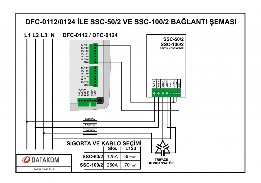DATAKOM SSC-30-2 Твердотільний контактор для компенсації реактивної потужності, 3 фази, 30 кВАр, 2 драйвери
