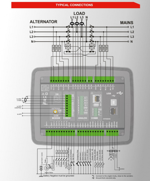 DATAKOM D-500-MK2 Багатофункціональний контролер генератора/двигуна/АВР з MPU + J1939