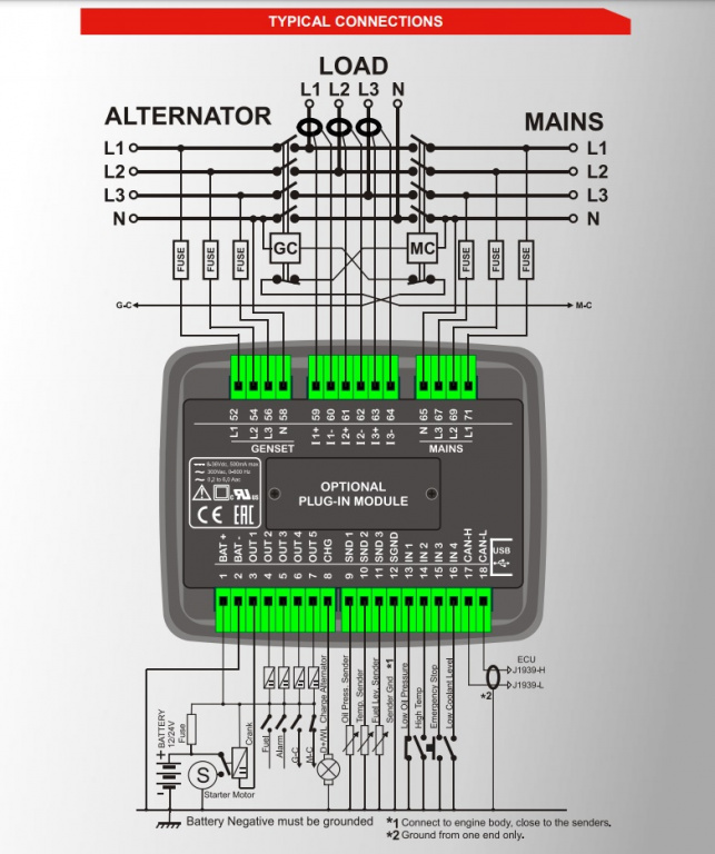 DATAKOM D-100-MK2 Багатофункціональний контролер генератора з J1939