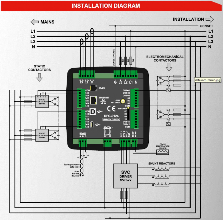 Опціональний кольоровий TFT-дисплей 5.0”, 480x272 пікселів для DATAKOM DFC-0124