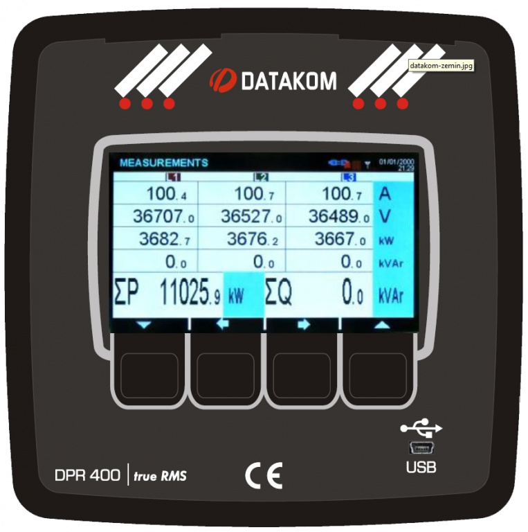 DATAKOM DPR-400 Мережевий аналізатор з багатофункціональним реле захисту, дж. живлення 19-150VDC