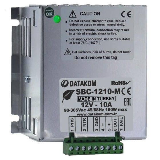 DATAKOM SBC-1210-M Зарядний пристрій 12V/10A 4 ступені 90-305 VAC