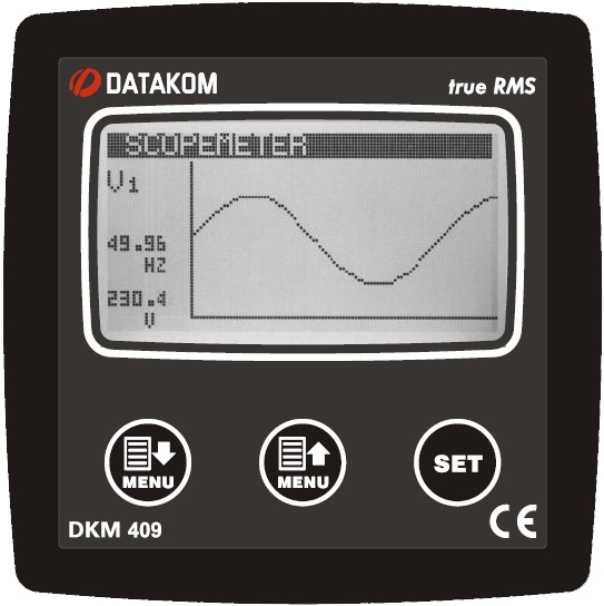 DATAKOM DKM-409-PRO-AT Аналізатор, 96x96 мм, РК-дисплей 2,9 дюйма, RS485, USB/пристрій, вихід 3x4/20 мА, 4 входи, 2 виходи (AC живлення)