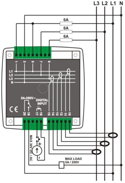 DATAKOM DKM-405-S Аналізатор електромережі, 96x96mm, THD