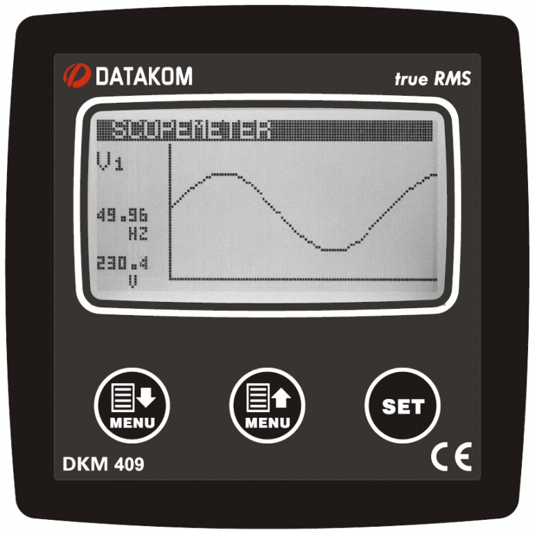 DATAKOM DKM-409-S4 Аналізатор, 96x96 мм, РК-дисплей 2,9” + RS485 + 31 гармоніка