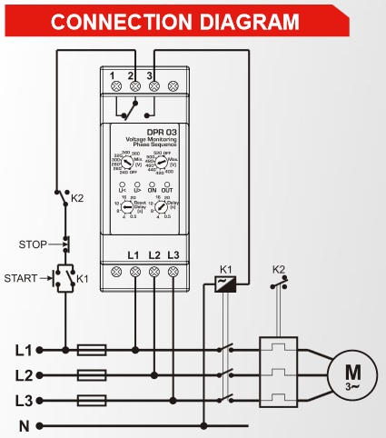 DATAKOM DPR-03 Контролер захисту за напругою, 260-520В (Фаза-Фаза)