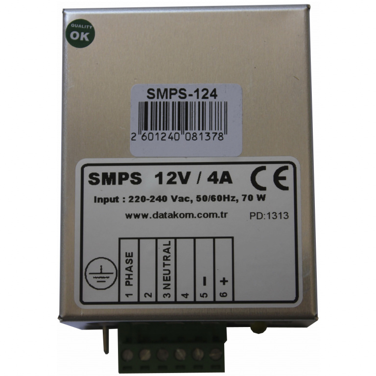 DATAKOM SMPS-124-DIN, 12V/4A Зарядний пристрій акумулятора на DIN-рейку