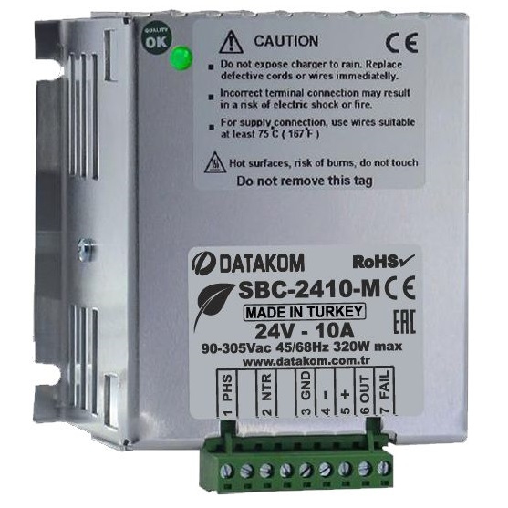 DATAKOM SBC-2410-M зарядний пристрій 24V/10.0A 4 етапи зарядки 90-305 Vac