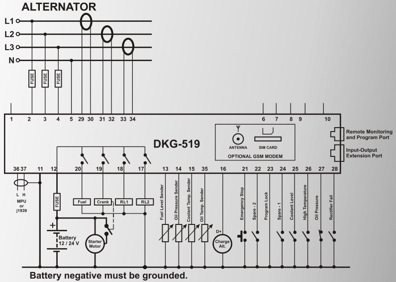DATAKOM DKG-519-CAN Контролер ручного та дистанційного керування генератором з J1939