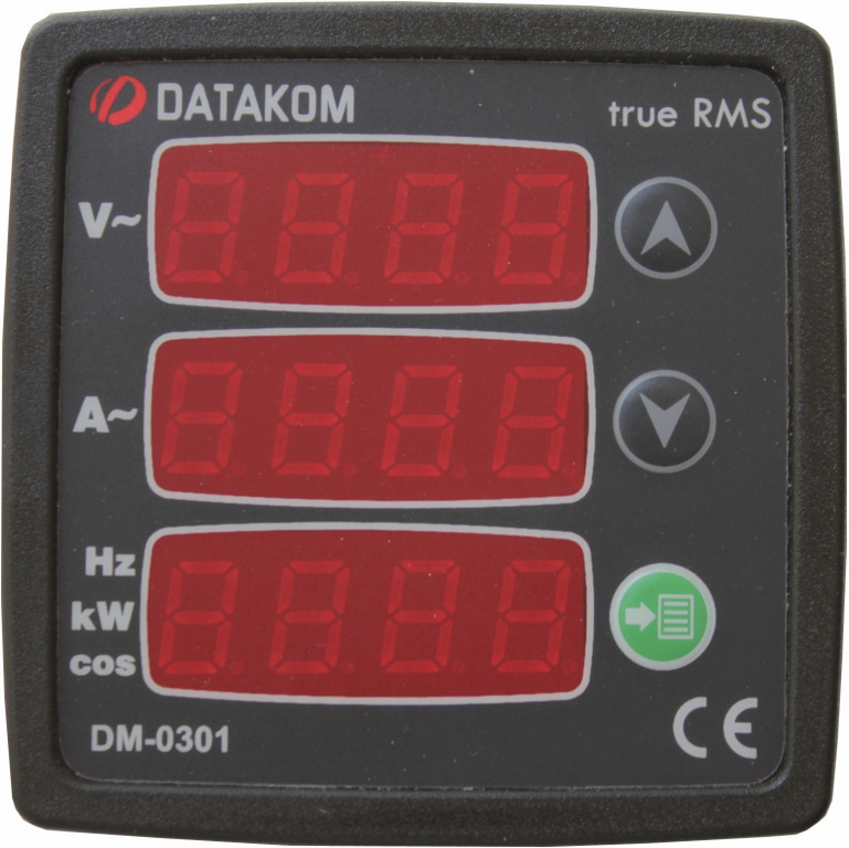DATAKOM DM-0301 Мультиметр, 170-275V живлення, 1 фаза, 72x72mm, 3 дисплеї
